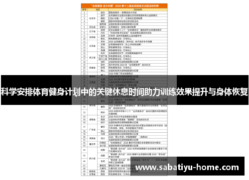 科学安排体育健身计划中的关键休息时间助力训练效果提升与身体恢复